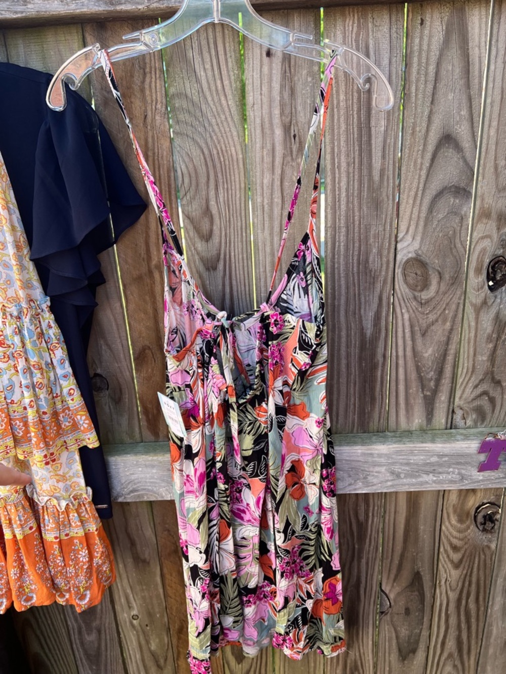 👗Roxy Black Summer fling Floral spaghetti straps dress. - Picture 5 of 12